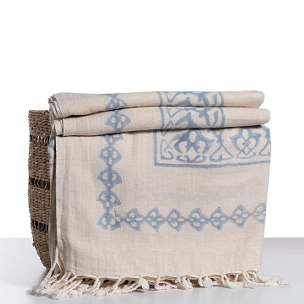 Throw blankets - HANDPRINTED BEDCOVER THROW SOFA COVER BLANKET TABLE COVER COTTON -LINEN CUSTOMMADE - LALAY