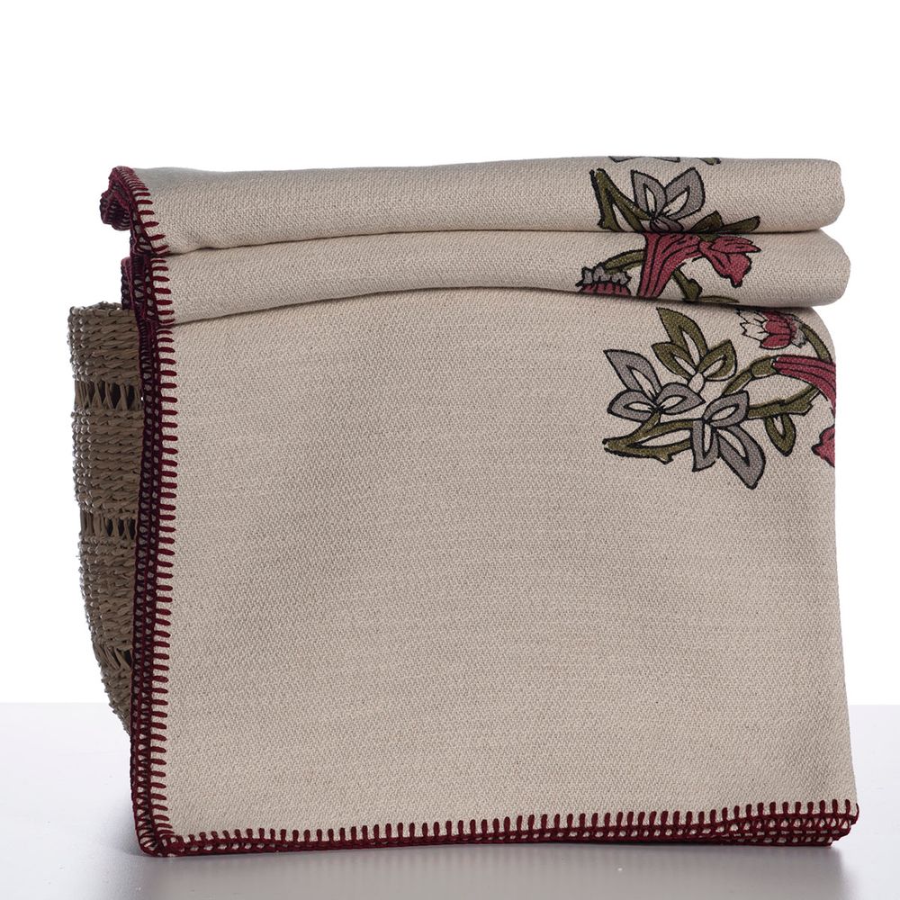 Throw blankets - THROW NEVRA BLANKET SOFA COVER BED COVER COTTON LINEN HANDPRINTED HANDMADE - LALAY