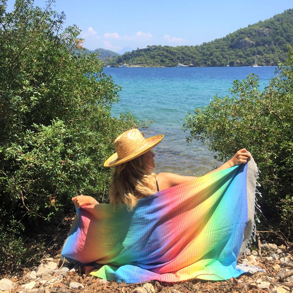 Objets de décoration - Fouta Rainbow en coton biologique certifié GOTS - LESTOFF FRANCE