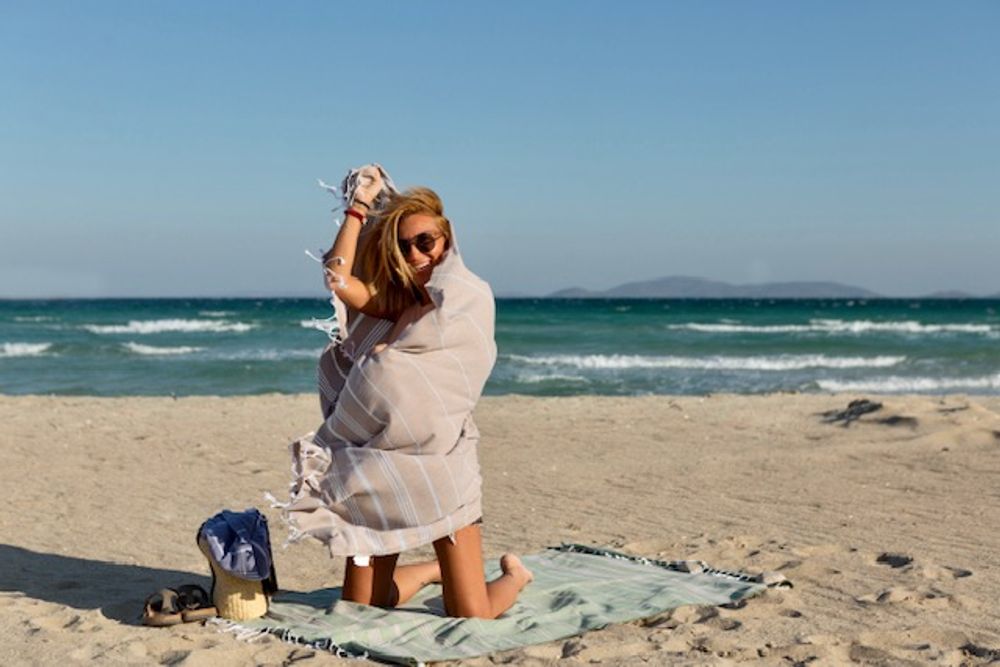 Autres linges de bain - Fouta Sand en coton biologique certifié GOTS - LESTOFF FRANCE