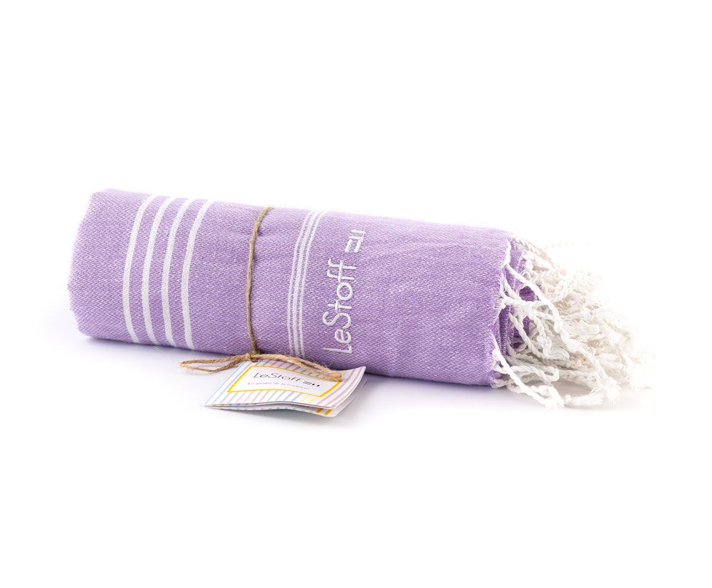 Autres linges de bain - Fouta Lavande en coton biologique certifié GOTS - LESTOFF FRANCE