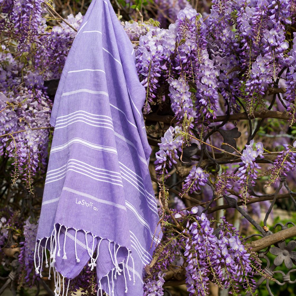 Autres linges de bain - Fouta Lavande en coton biologique certifié GOTS - LESTOFF FRANCE