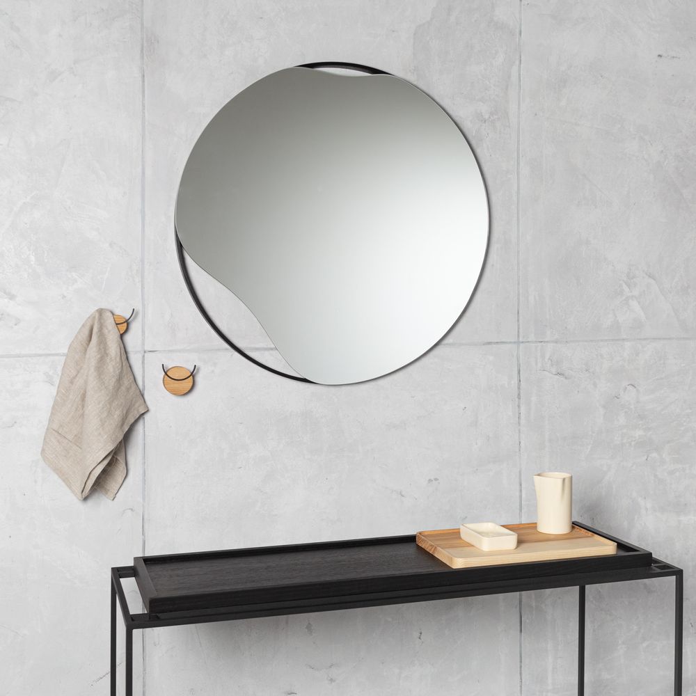 Mirrors - Mirror PUDDLE | oak wood, black or white, ∅ 70 cm - NAMUOS