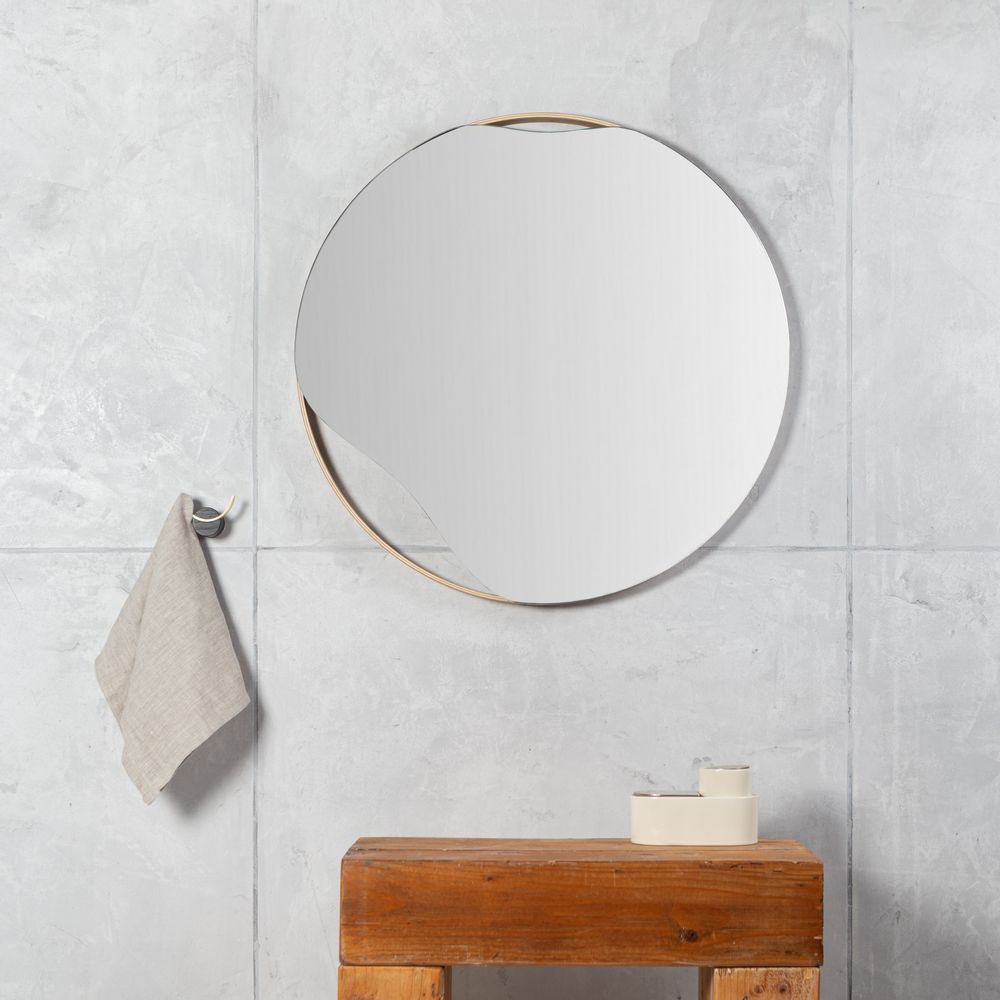 Mirrors - Mirror PUDDLE | oak wood, black or white, ∅ 70 cm - NAMUOS