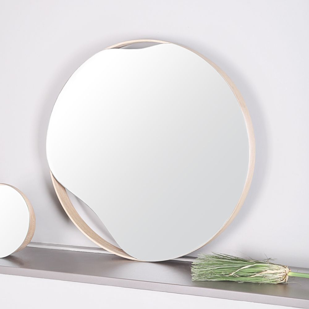 Mirrors - Mirror PUDDLE | oak wood, black or white, ∅ 50 cm - NAMUOS