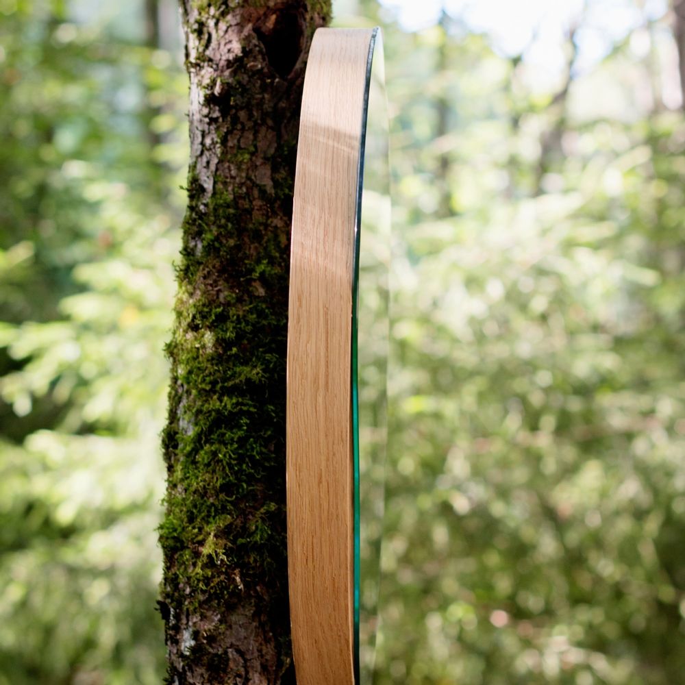 Mirrors - Mirror PUDDLE | oak wood, black or white, ∅ 50 cm - NAMUOS