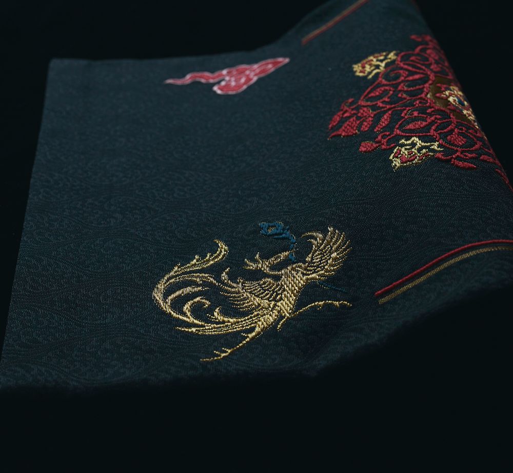 Objets personnalisables - Art Textile:Phenix style tenpyo et arabesques végétales - AWAI