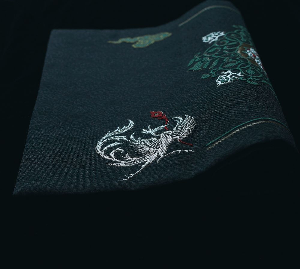 Objets personnalisables - Art Textile:Phenix style tenpyo et arabesques végétales - AWAI