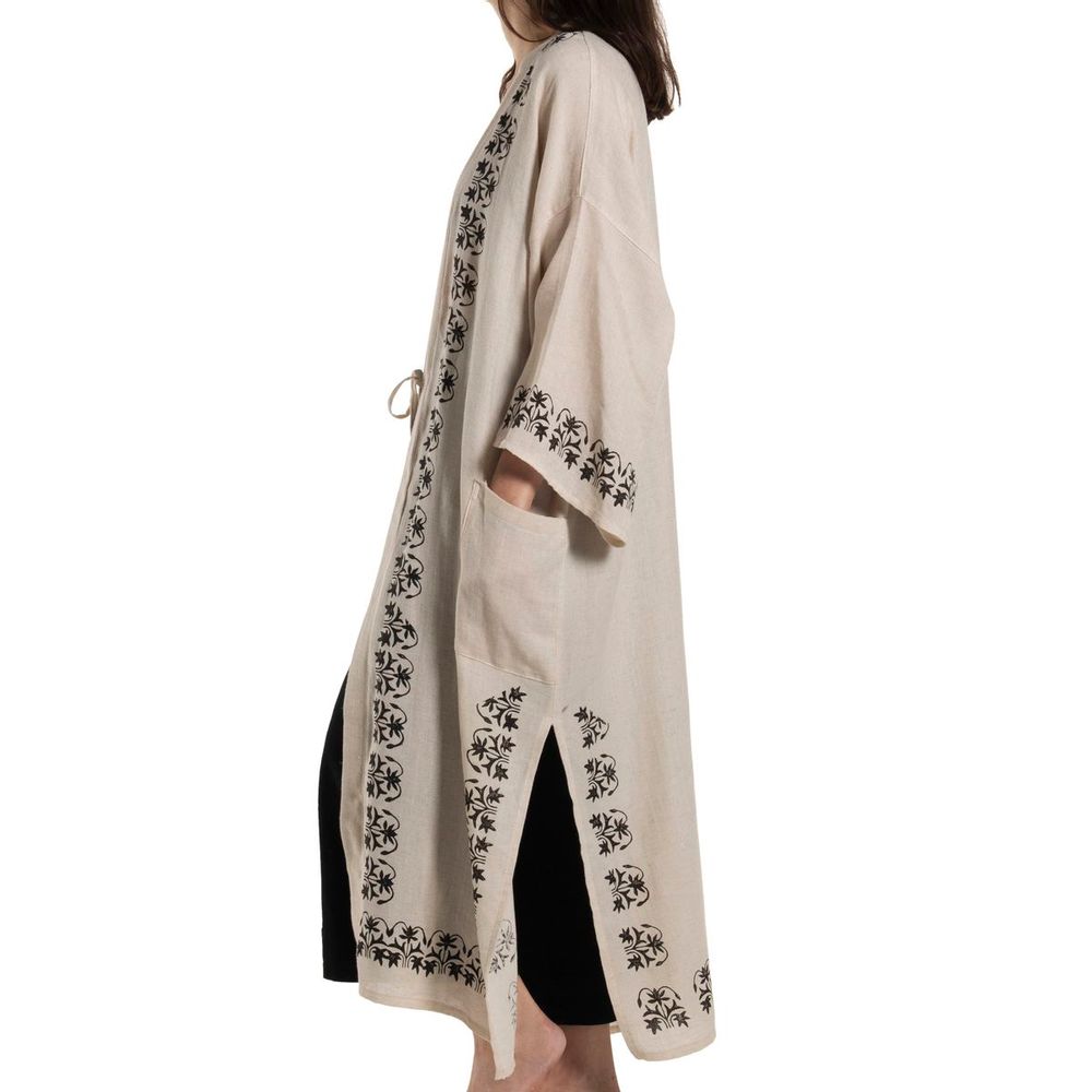 Loungewear - CAFTAN ASENA HANDPRINTED HANDMADE HOMEWEAR OUTFIT COTTON LINEN - LALAY