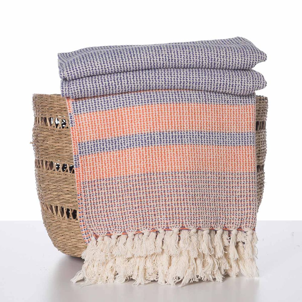 Plaids - AFRA COUVRE-LIT COUVRE-LIT COUVERTURE CANAPÉ HOUSSE COTON COLORÉ - LALAY