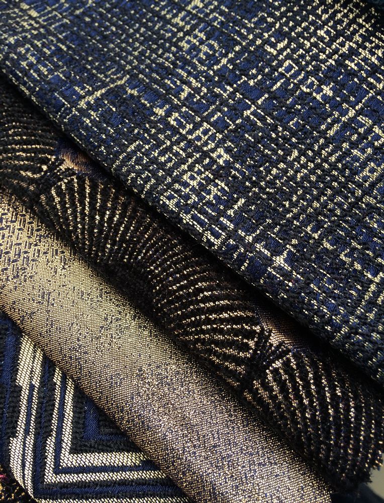 Upholstery fabrics - UPHOLSTERY FABRIC/ BLACK-RED & GOLD - DEMTEKS