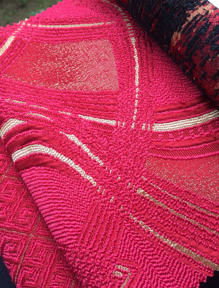 Upholstery fabrics - UPHOLSTERY FABRIC/ BLACK-RED & GOLD - DEMTEKS