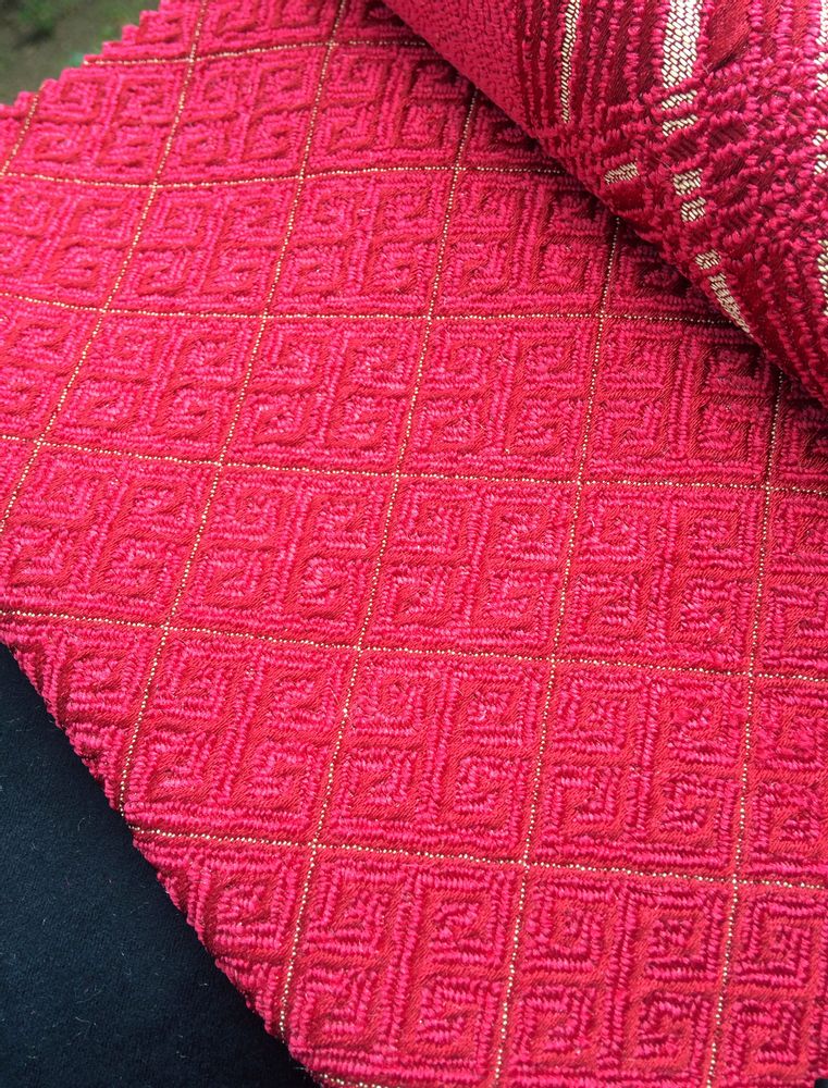 Upholstery fabrics - UPHOLSTERY FABRIC/ BLACK-RED & GOLD - DEMTEKS