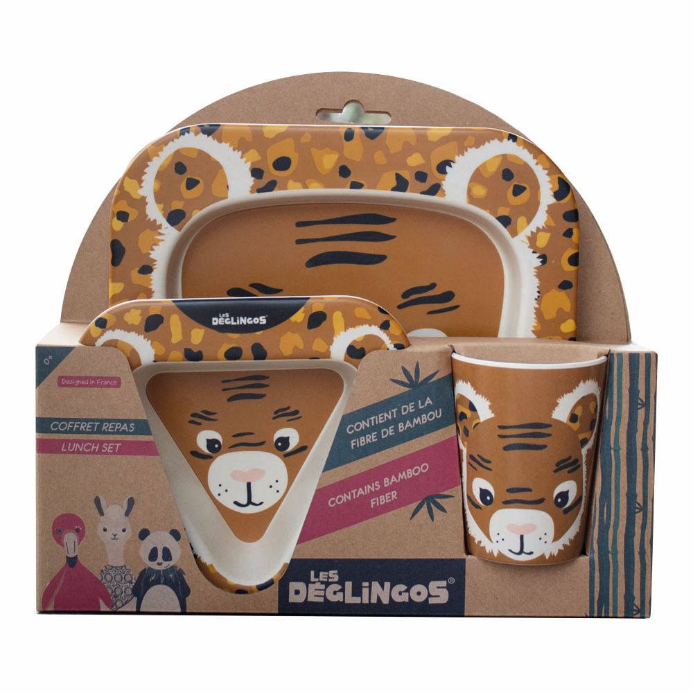 Repas pour enfant - COFFRET VAISSELLE BAMBOU SPECULOS LE TIGRE - DEGLINGOS