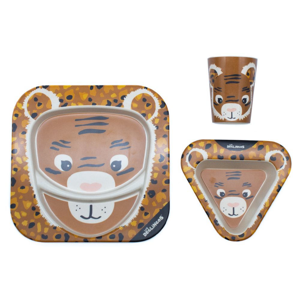 Repas pour enfant - COFFRET VAISSELLE BAMBOU SPECULOS LE TIGRE - DEGLINGOS