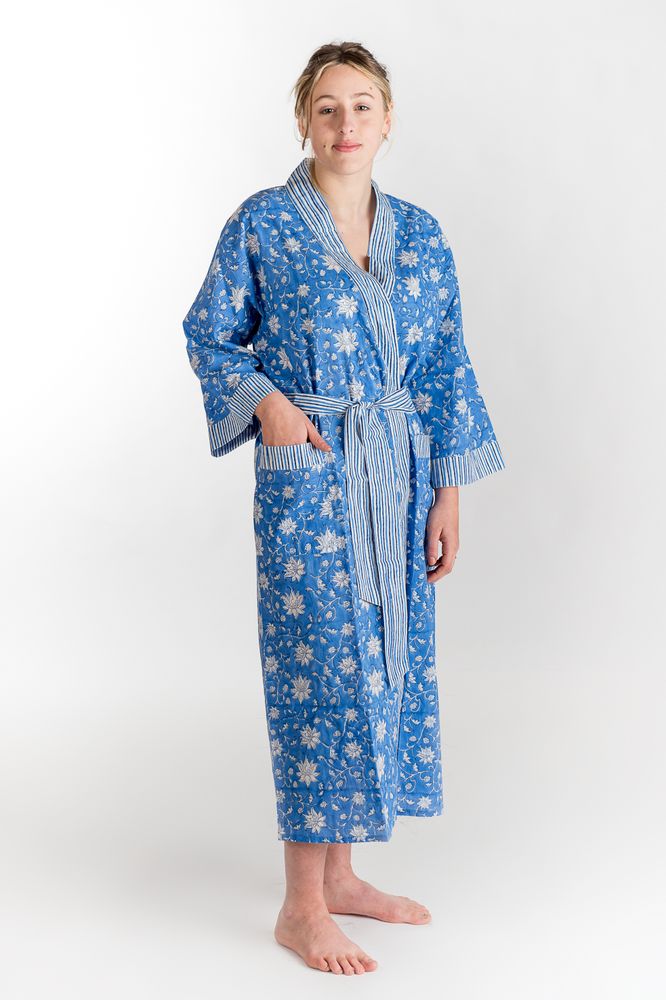 Bathrobes - KIMONO AZADI NATURAL COTTON BLOCKPRINT - PECHAAN