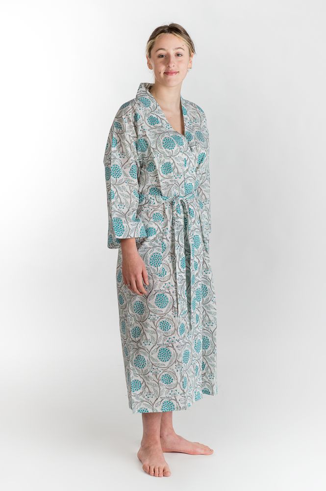 Bathrobes - KIMONO AZADI NATURAL COTTON BLOCKPRINT - PECHAAN