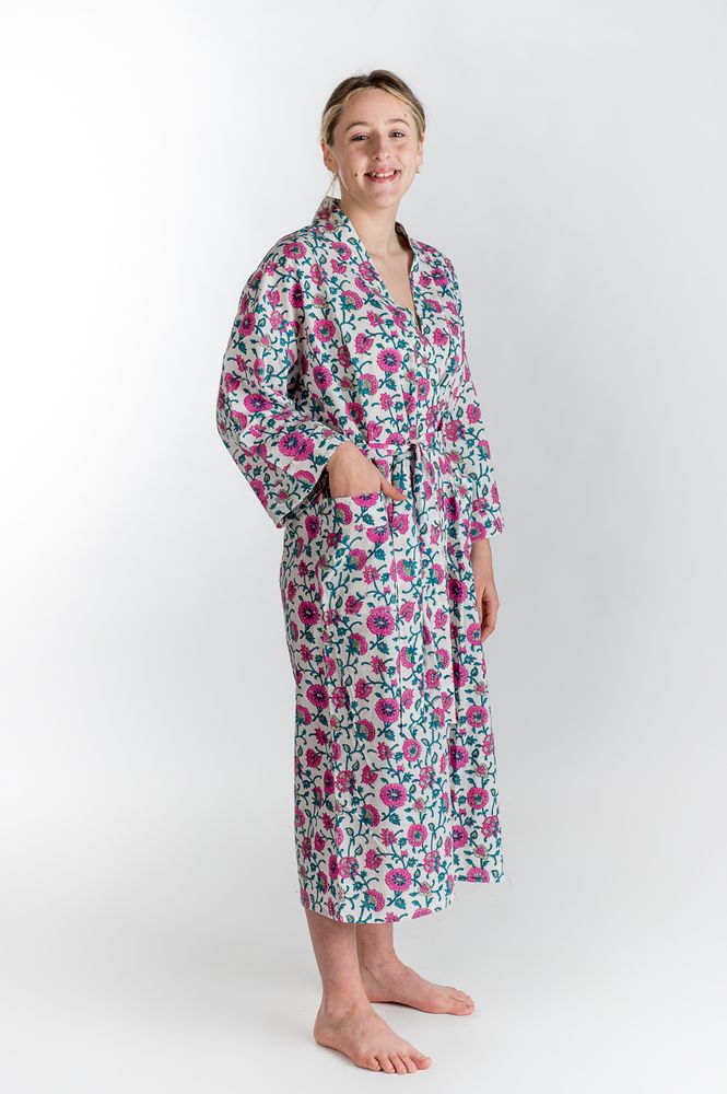 Bathrobes - KIMONO AZADI NATURAL COTTON BLOCKPRINT - PECHAAN