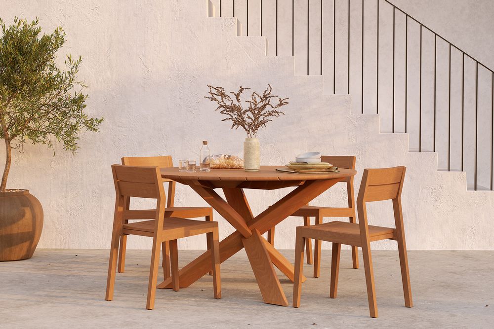 Lawn chairs - Teak EX 1 Outdoor Dining Chair - ETHNICRAFT