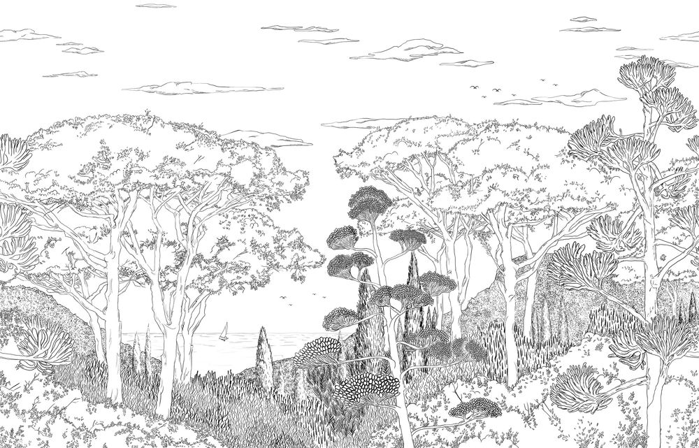 Autres décorations murales - Fresque Toscane Line Encre de chine - PAPERMINT