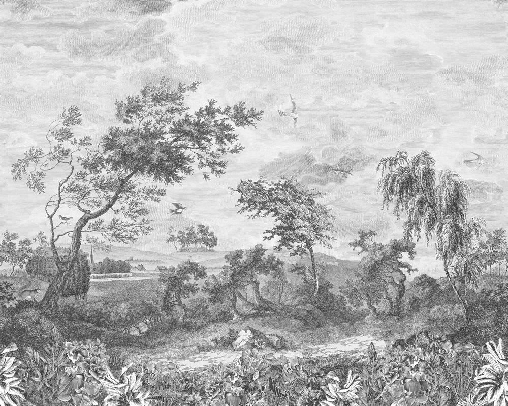 Other wall decoration - Fresque Fontainebleau Grisaille - PAPERMINT