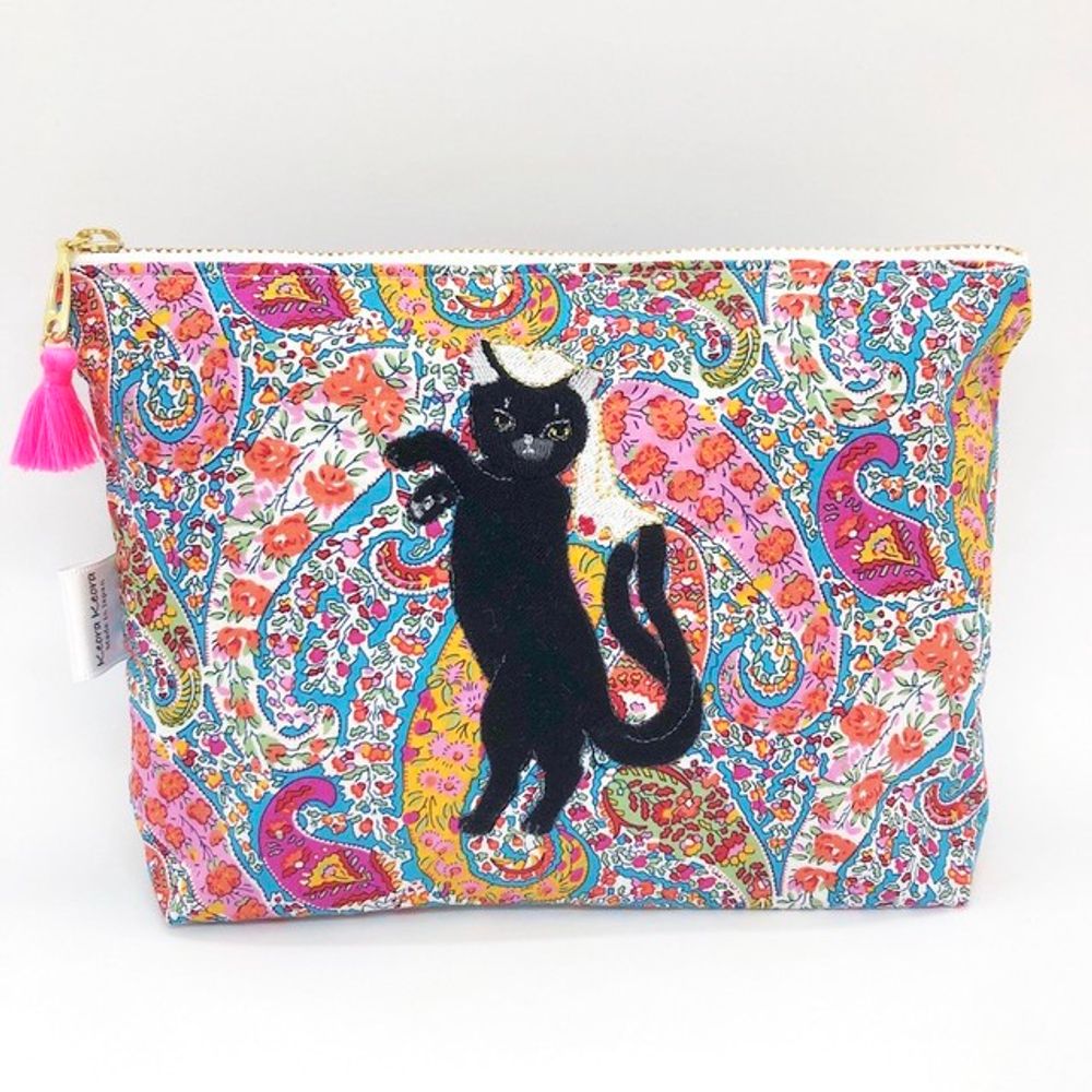 Cadeaux - Pochette brodée tissu imprimé Liberty - Chat-fantôme à deux queues & Renard-fantôme à neuf queues - KEORA KEORA GOODS JP
