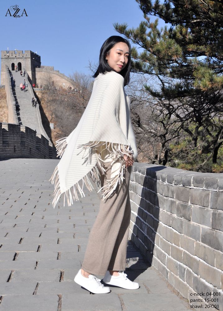 Foulards et écharpes - Châle avec franges colorés en cachemire de Mongolie - AZZA DESIGN STUDIO ORGANIC CASHMERE MONGOLIE