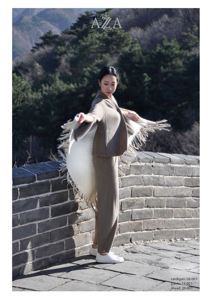 Foulards et écharpes - Châle avec franges colorés en cachemire de Mongolie - AZZA DESIGN STUDIO ORGANIC CASHMERE MONGOLIE