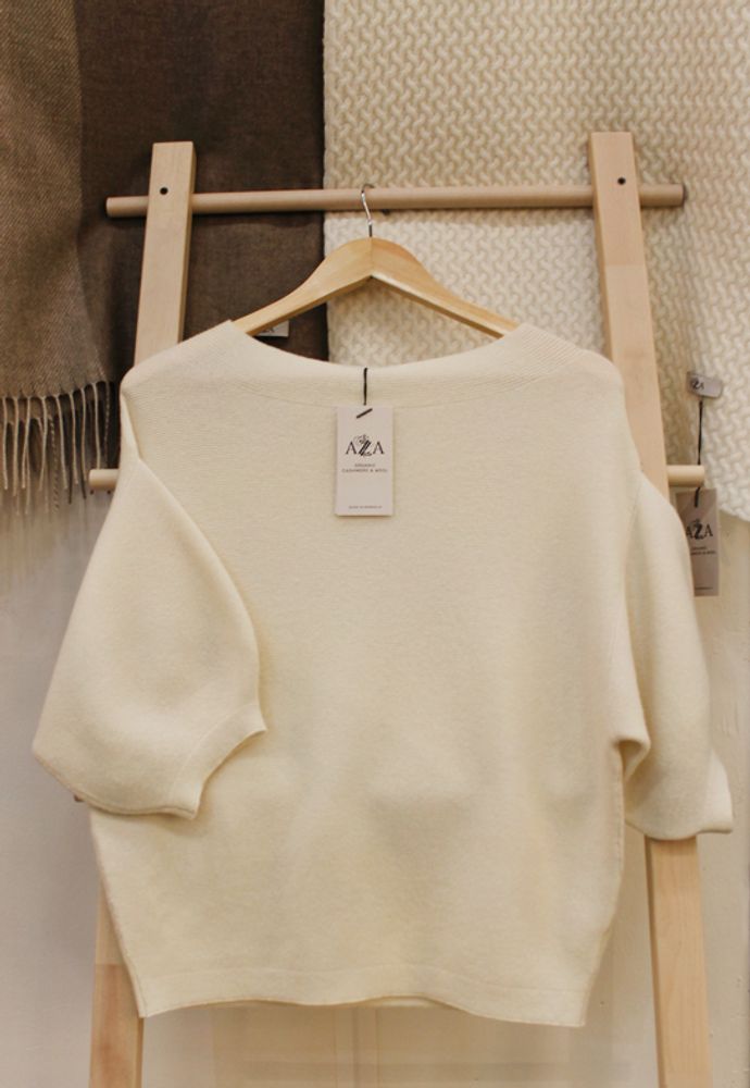 Prêt-à-porter - Pull inspiration du style kimono femme en cachemire de Mongolie - AZZA DESIGN STUDIO ORGANIC CASHMERE MONGOLIE