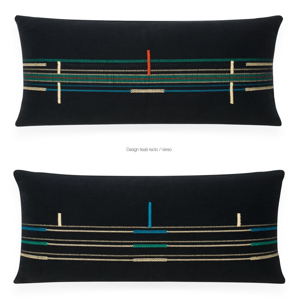 Fabric cushions - Cushion Sema Black Amazonite - MILLE ET CLAIRE