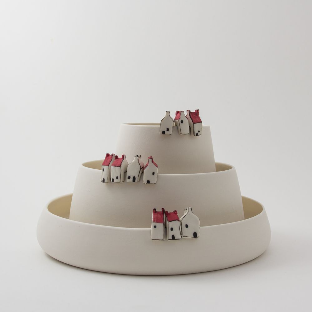 Ceramic - Large jar with miniature houses - BÉRANGÈRE CÉRAMIQUES