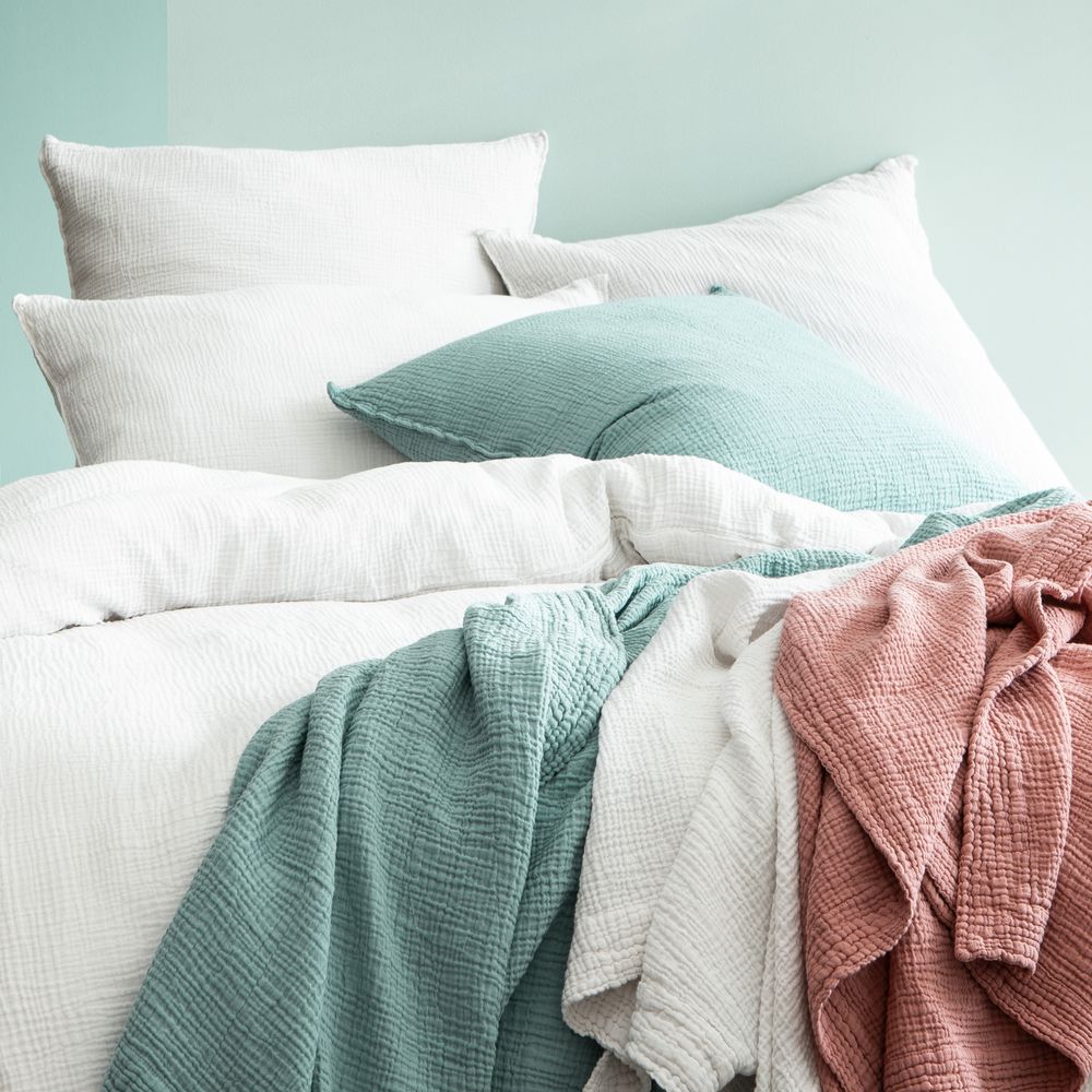 Linge de lit - Simplement gaufré - Double gaze de coton - BLANC CERISE