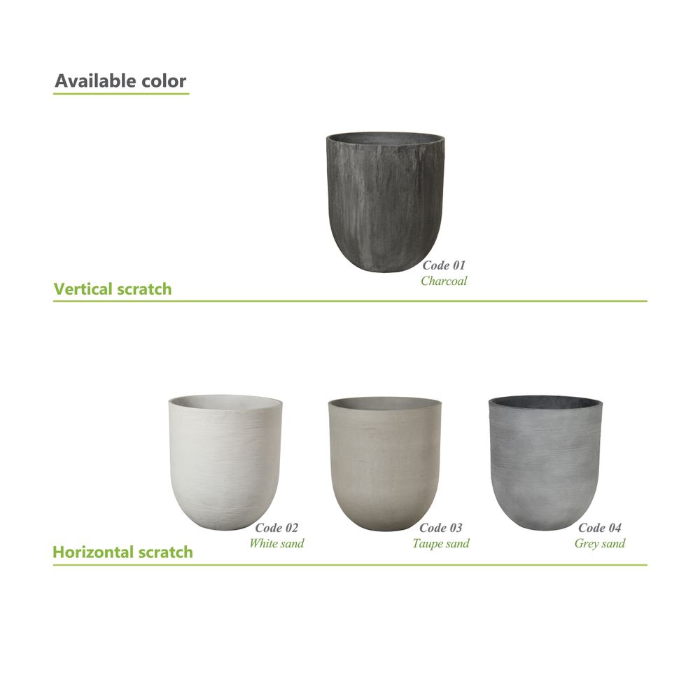 Pottery - SAND FIBER - Short Round Vertical Scratched Planter - NEXX DECOR LTD