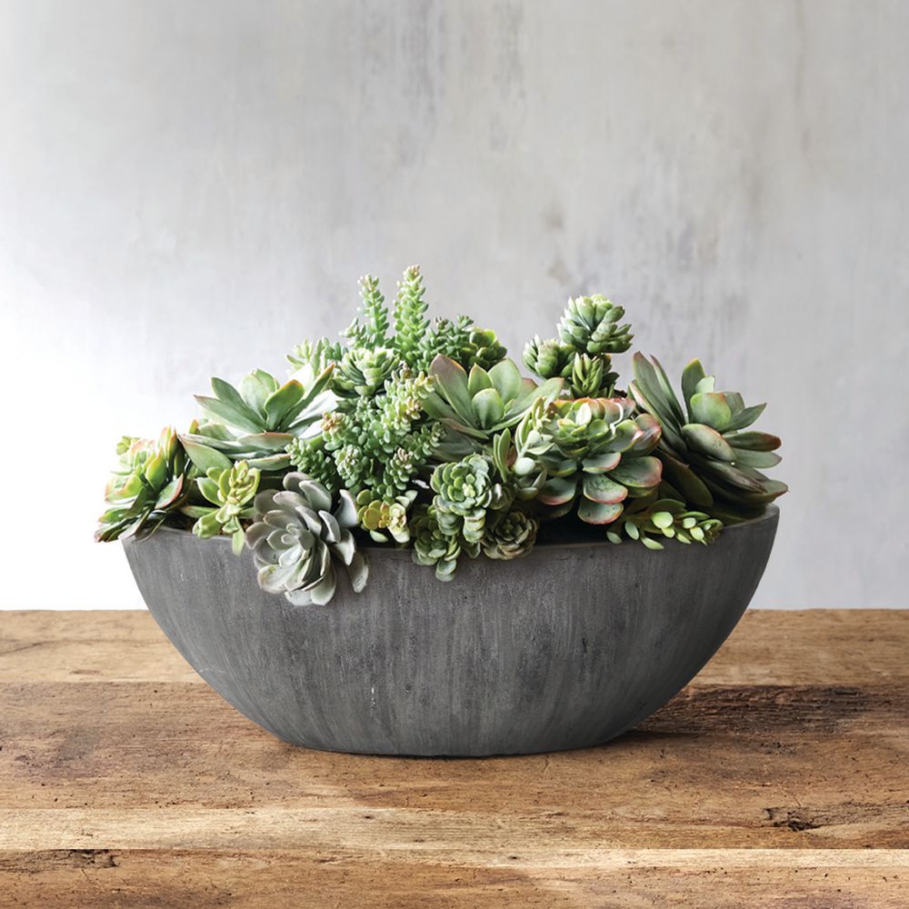 Poterie - SABLE FIBER - Pot de fleurs à rayures verticales à faible forme ovale - NEXX DECOR LTD