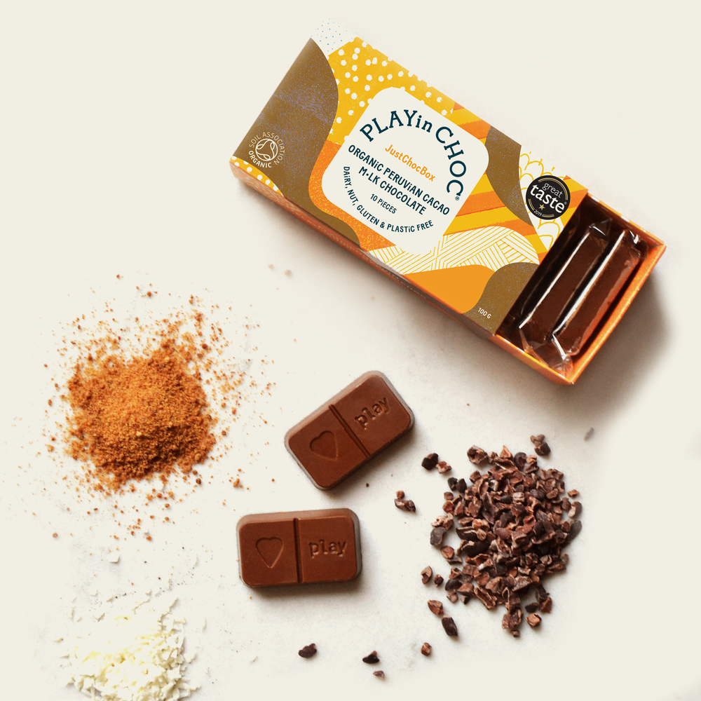 Chocolat - JustChoc Box Cacao Péruvien Bio M•lk Chocolat 100g - PLAYIN CHOC