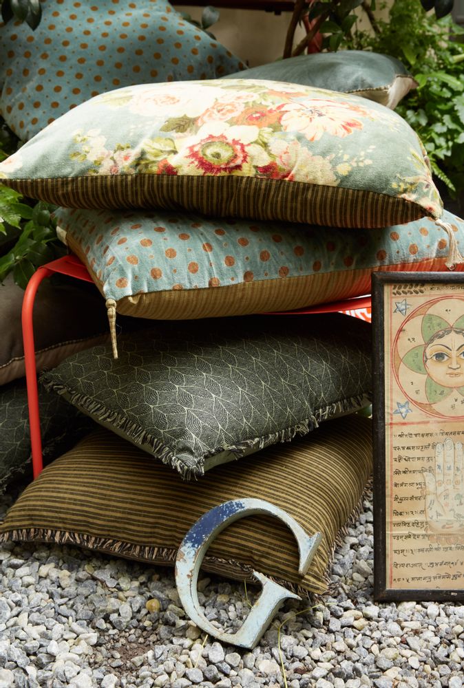 Fabric cushions - BANGALORE Cushion 40x55 cm - EN FIL D'INDIENNE...