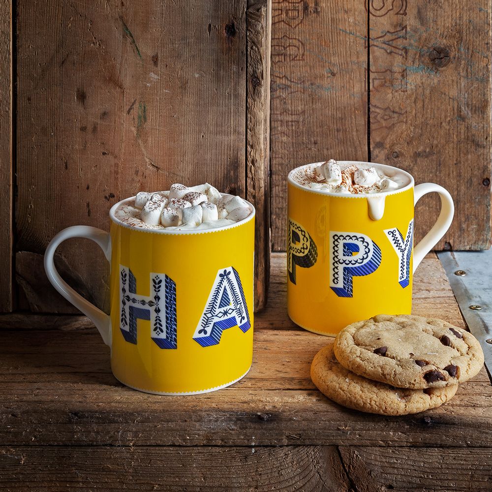 Plateaux - Mug HAPPY - Porcelaine - Plateaux - dessous de verre - plateaux de service - JAMIDA OF SWEDEN