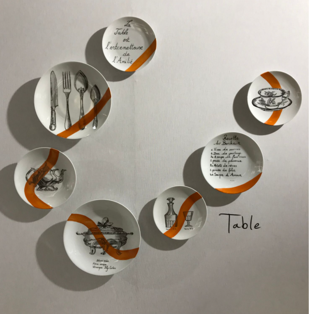 Other wall decoration - Wall installation of illustrated plates TABLE - VERONIQUE JOLY-CORBIN