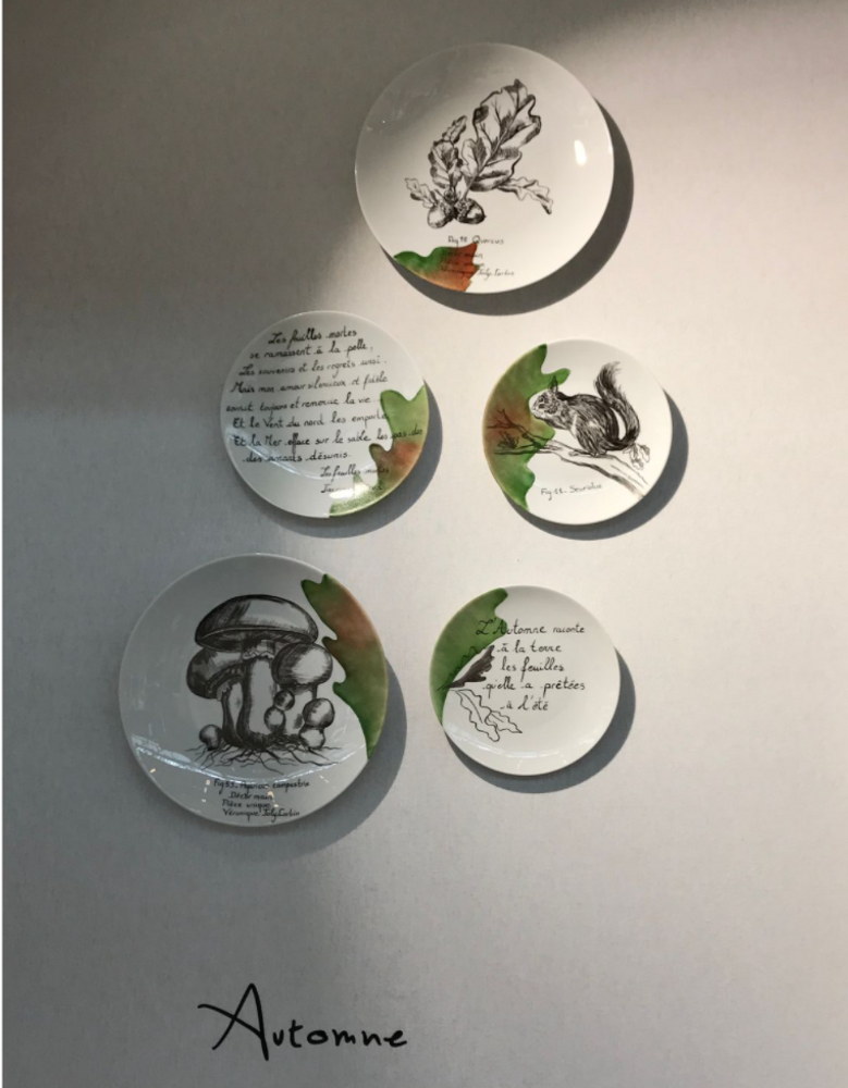 Other wall decoration - Wall installation of illustrated plates AUTUMN - VERONIQUE JOLY-CORBIN
