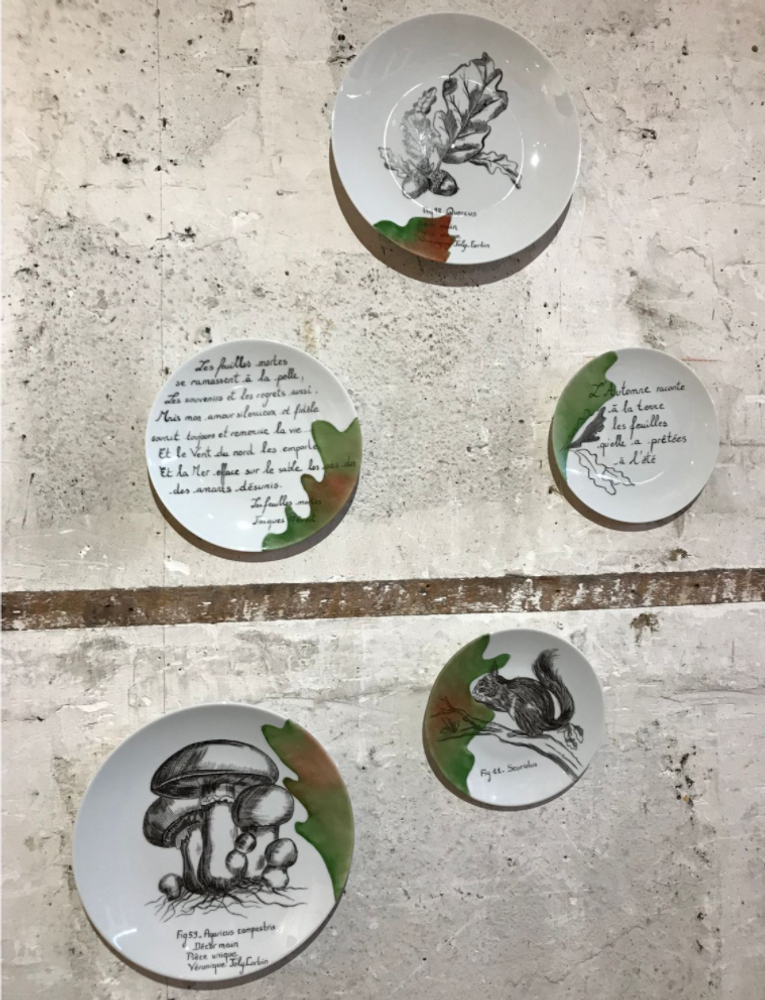 Other wall decoration - Wall installation of illustrated plates AUTUMN - VERONIQUE JOLY-CORBIN
