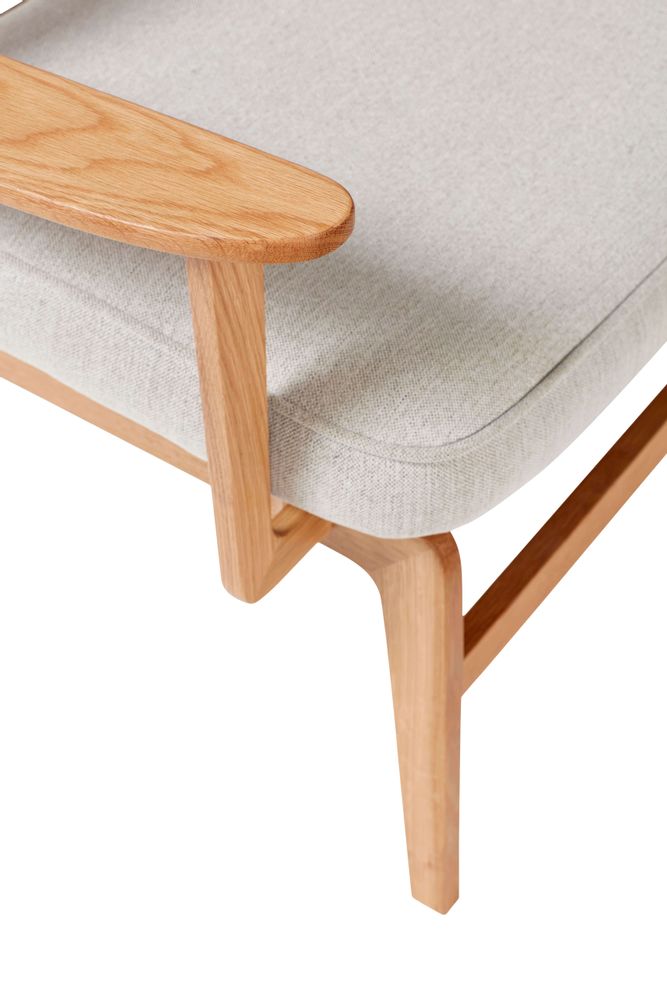 Chaises longues - Chaise longue, polyester/chêne, FSC, nature/gris - HÜBSCH