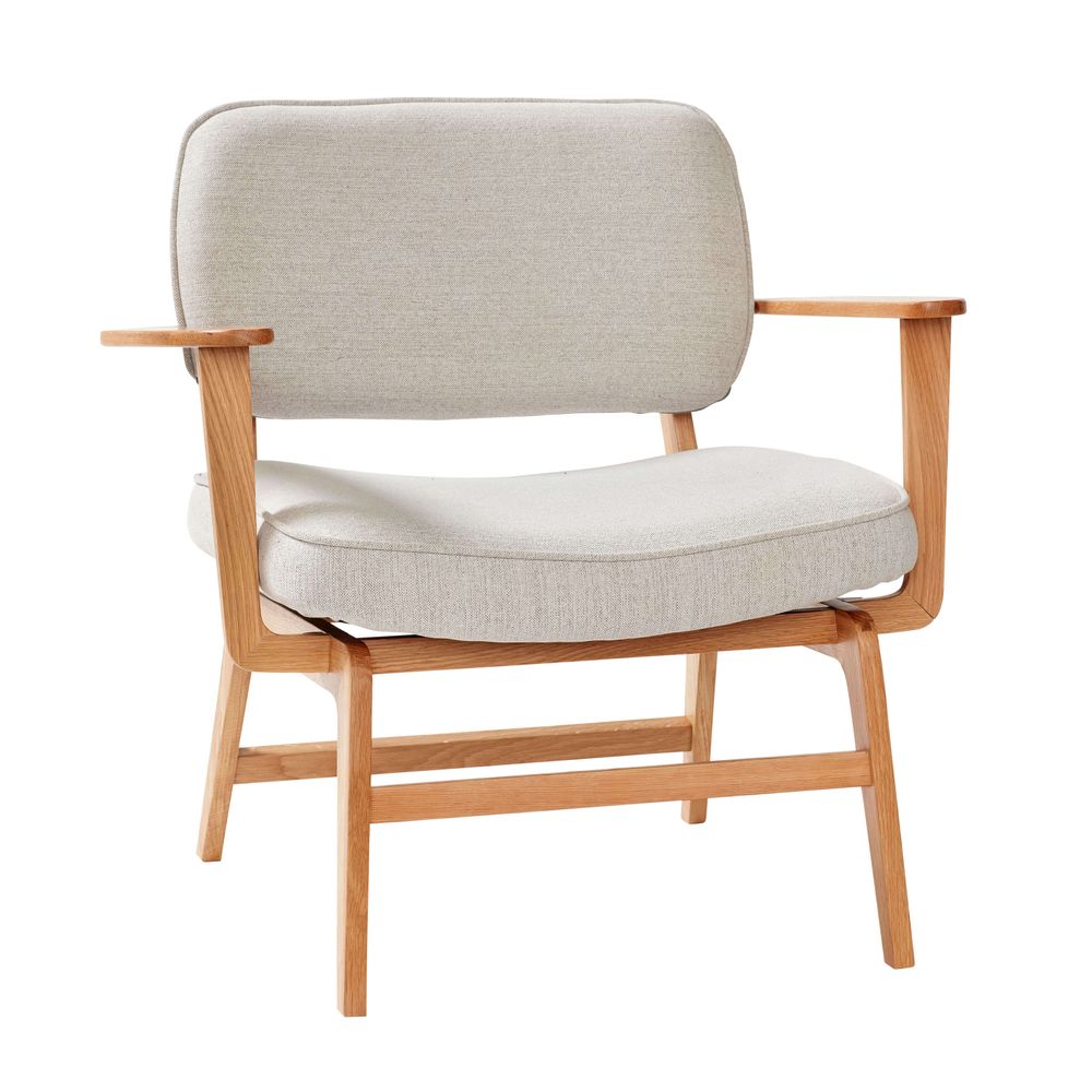 Chaises longues - Chaise longue, polyester/chêne, FSC, nature/gris - HÜBSCH