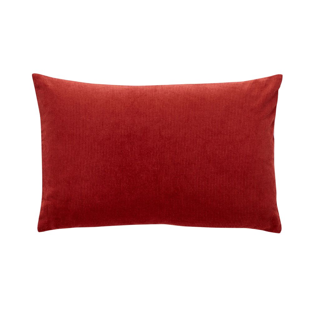 Couettes et oreillers  - Coussin avec remplissage, velours côtelé, violet/rouge - HÜBSCH