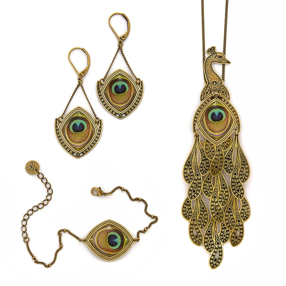 Bijoux - Oiseau de Junon : boucles, bracelets, colliers, bagues et broche. - AMELIE BLAISE