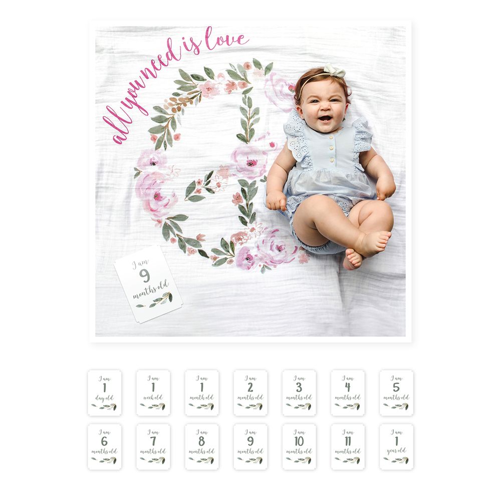 Accessoires enfants - Coffret "Ma première année" Lange & cartes photos - LULUJO
