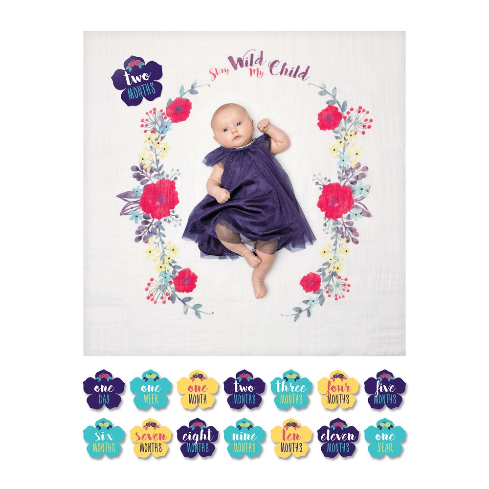 Accessoires enfants - Coffret "Ma première année" Lange & cartes photos - LULUJO