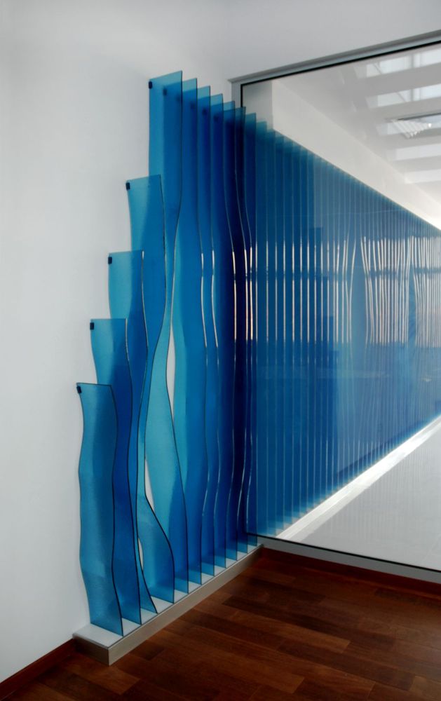 Other wall decoration - Bespoke art  glass partitions Waves - BARANSKA DESIGN
