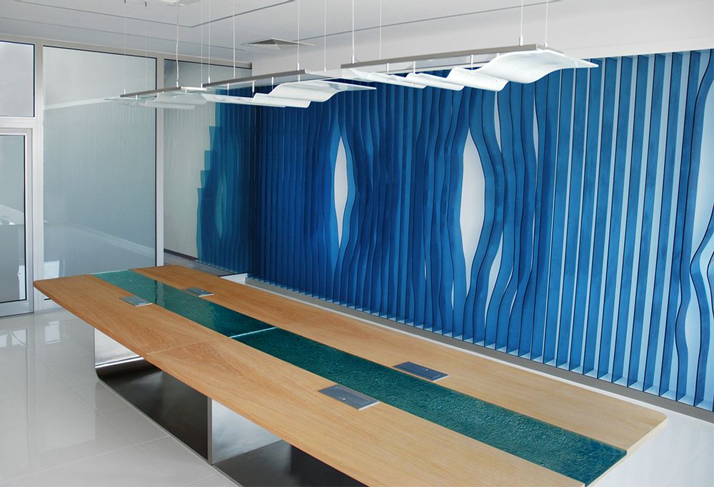 Other wall decoration - Bespoke art  glass partitions Waves - BARANSKA DESIGN