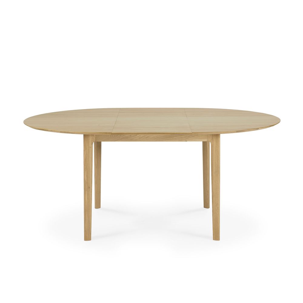 Dining Tables - Oak Bok Round Extendable Dining Table - ETHNICRAFT