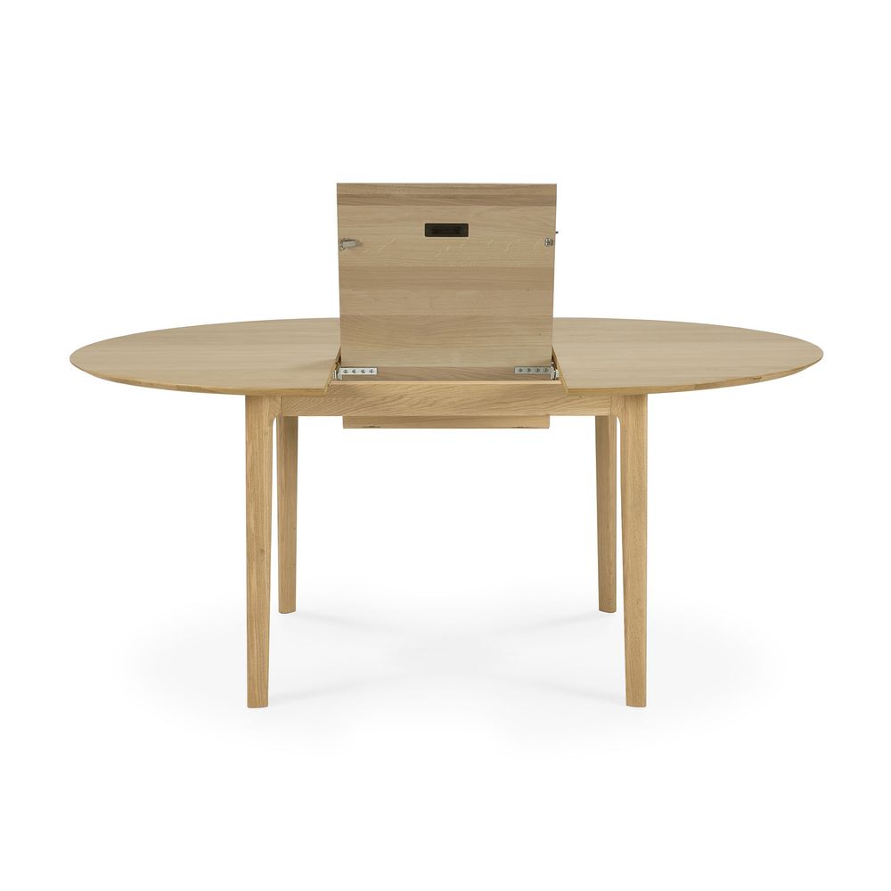 Dining Tables - Oak Bok Round Extendable Dining Table - ETHNICRAFT